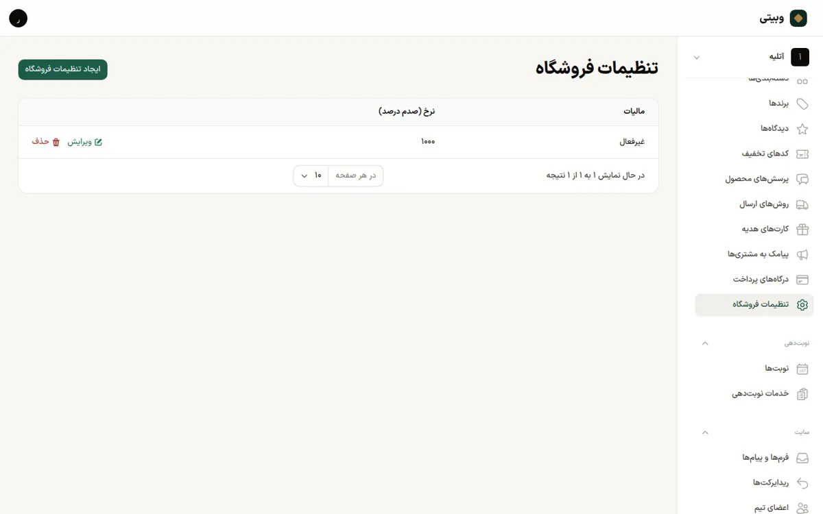 تنظیمات فروشگاه و باشگاه مشتریان در پنل مدیریت وبیتی